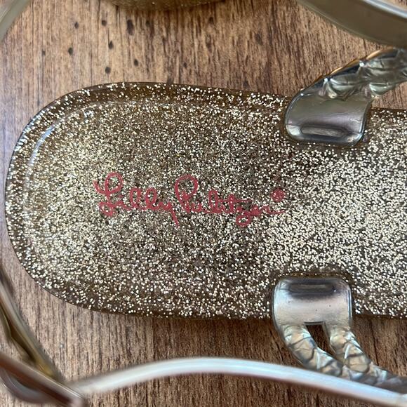 Lilly Pulitzer Gold Glitter Jelly Thong Sandals Women’s Size 5 - Picture 9 of 12